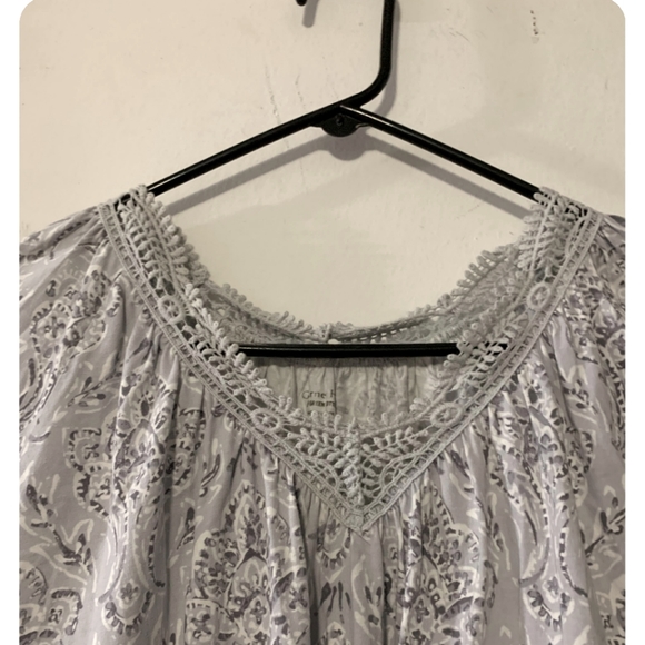 Garnet Hill sz Small Oversized Green Cotton Grey  Floral Cotton/Tencel Tunic - Picture 3 of 6